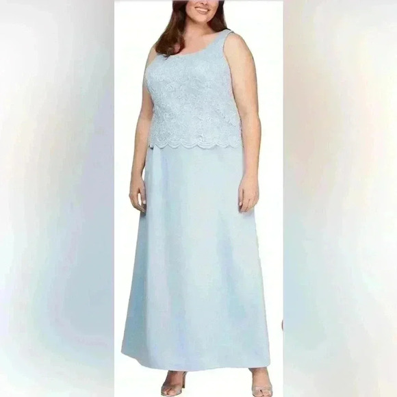 ALEX EVENINGS (mother of the bride) Trimmed Laced Sleeveless Dress Size 22W - Picture 3 of 13